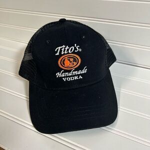 Tito's Vodka Handmade Austin Texas Black Mesh Snapback Hat Cap